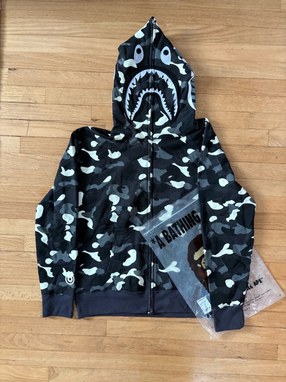 Black and white city camo Bape bathing ape shark zip up hoodie